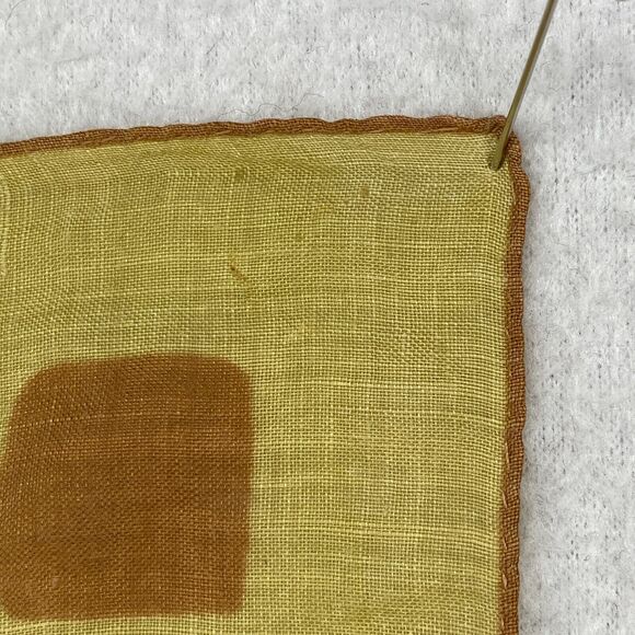 JEANNE MILLER Handkerchief OS MCM Hand Rolled Abstract Yellow VTG 14" x 14" - Picture 7 of 13